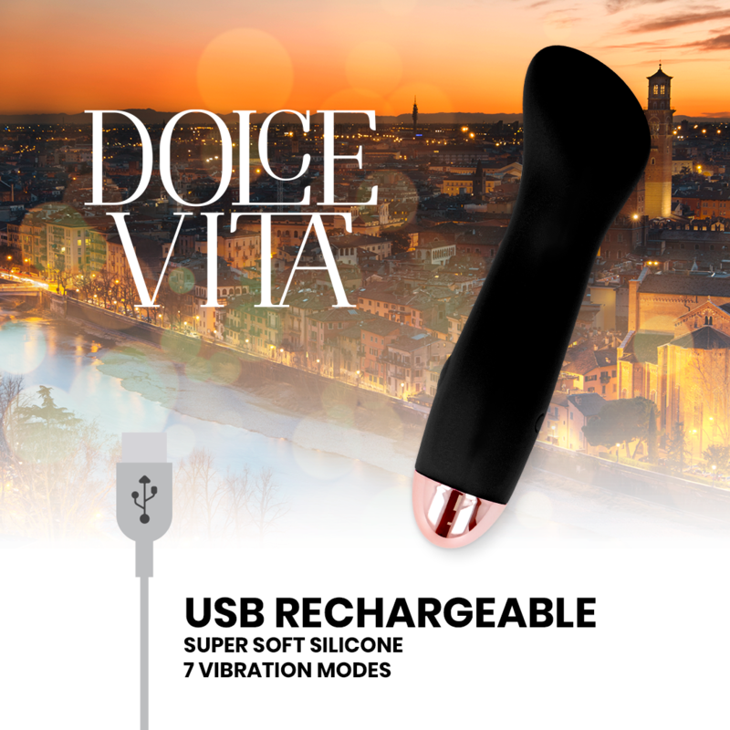 DOLCE VITA - RECHARGEABLE VIBRATOR ONE BLACK 7 SPEED - Afbeelding 4