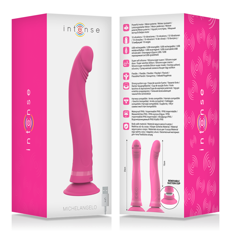 INTENSE - MICHELANGELO PINK SILICONE VIBRATOR DILDO - Afbeelding 5