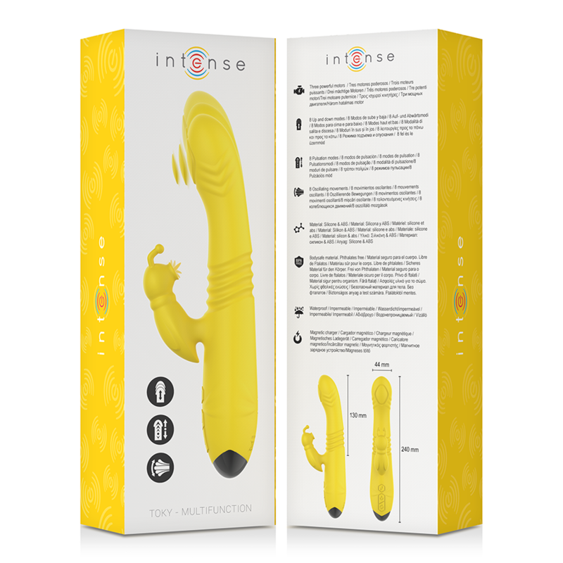 INTENSE - TOKY MULTIFUNCTION VIBRATOR UP & DOWN WITH CLITORAL STIMULATOR YELLOW - Afbeelding 5