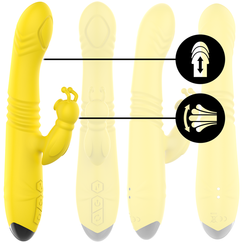 INTENSE - TOKY MULTIFUNCTION VIBRATOR UP & DOWN WITH CLITORAL STIMULATOR YELLOW - Afbeelding 4