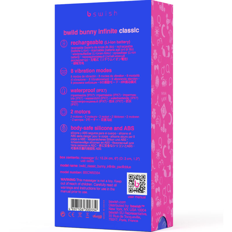 B SWISH - BWILD BUNNY INFINITE CLASSIC RECHARGEABLE VIBRATOR BLUE SILICONE - Afbeelding 3