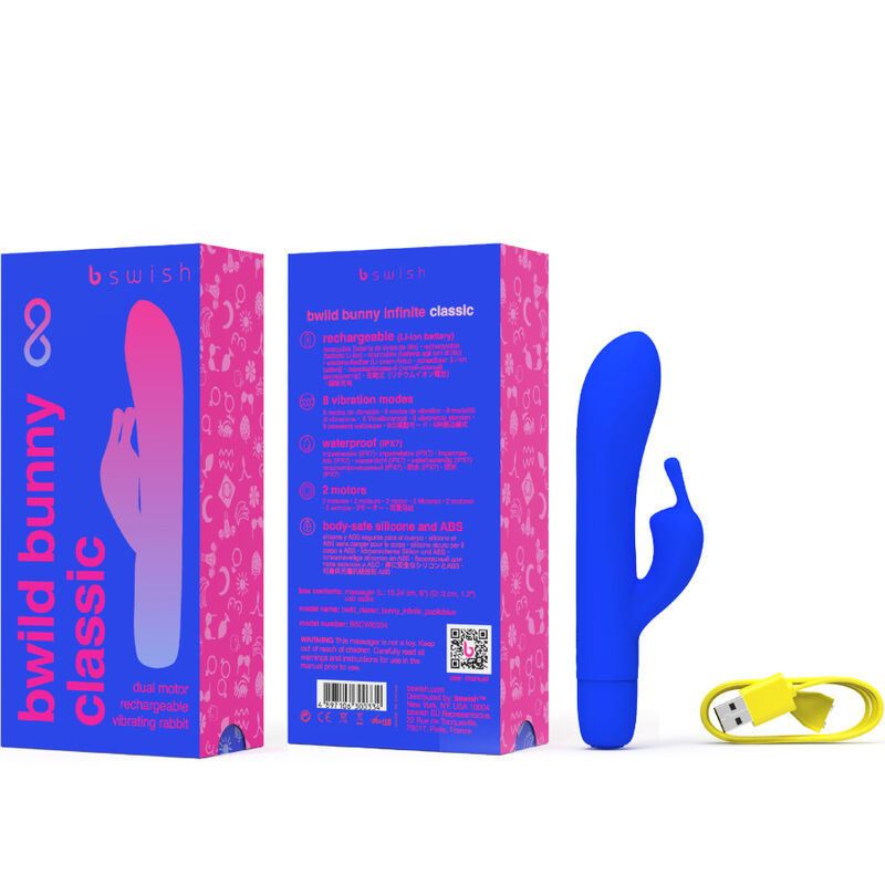 B SWISH - BWILD BUNNY INFINITE CLASSIC RECHARGEABLE VIBRATOR BLUE SILICONE - Afbeelding 4