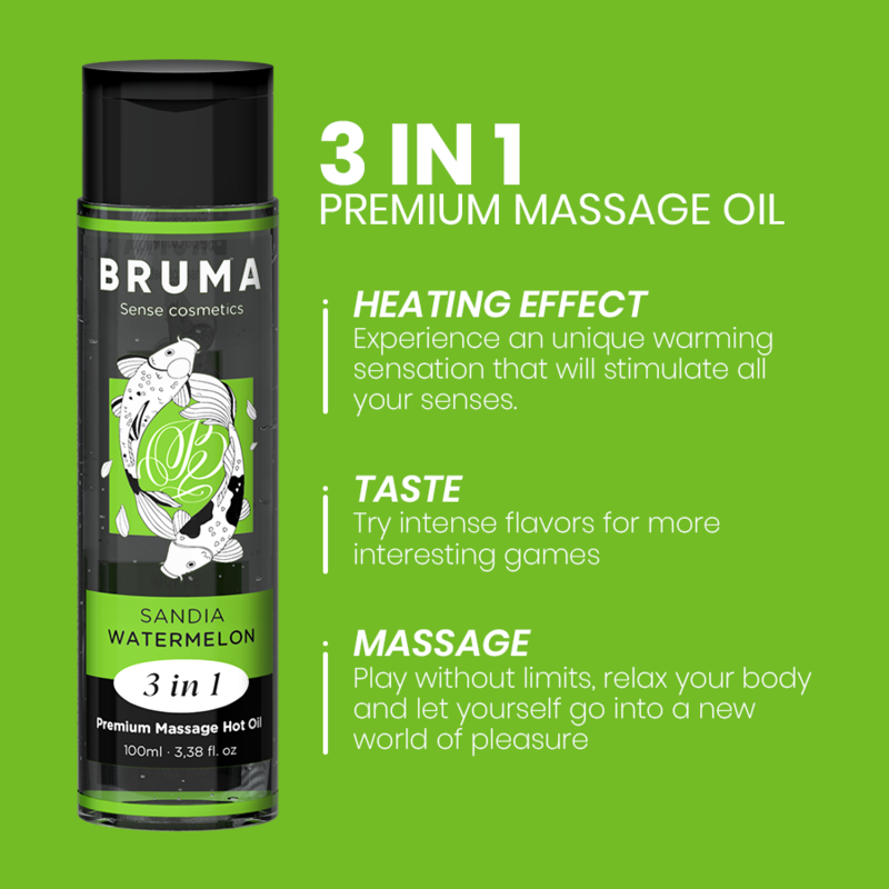 BRUMA - PREMIUM MASSAGE HOT OIL WATERMELON 3 IN 1 - 100 ML - Afbeelding 6