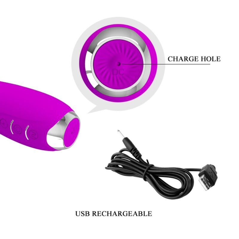 PRETTY LOVE - HECTOR RECHARGEABLE ELECTROSHOCK VIBRATOR WATERPROOF PURPLE - Afbeelding 6