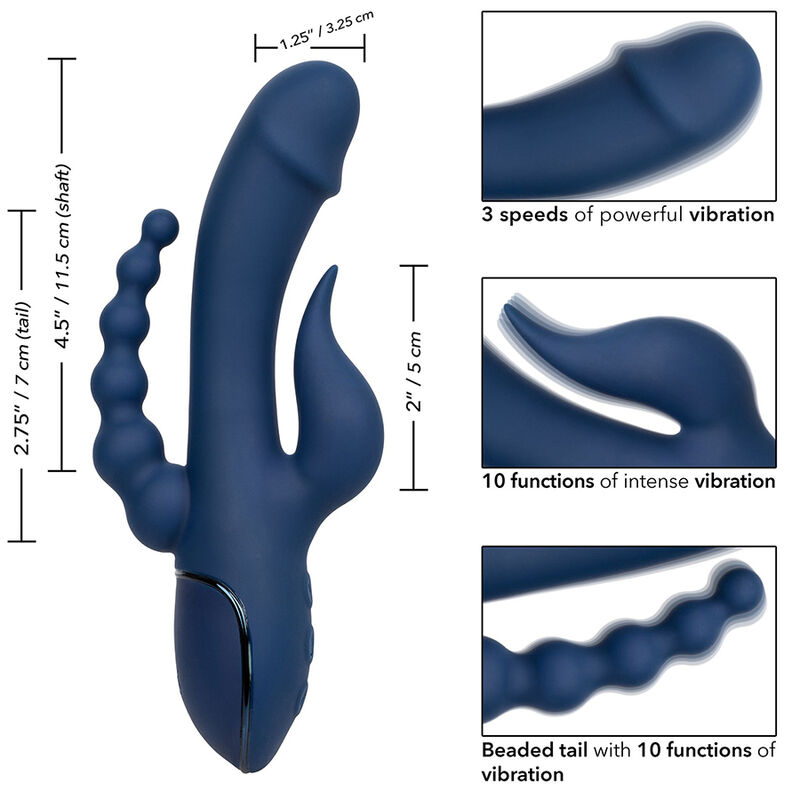 CALEXOTICS - VIBRATOR TRIPLE ORGASM BLUE - Afbeelding 2