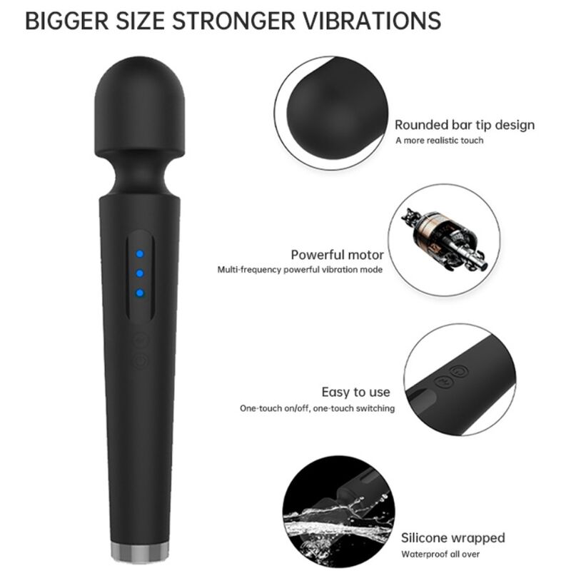 ARMONY - X POWER LARGE MASSAGER & VIBRATOR 7 VIBRATIONS BLACK - Afbeelding 4
