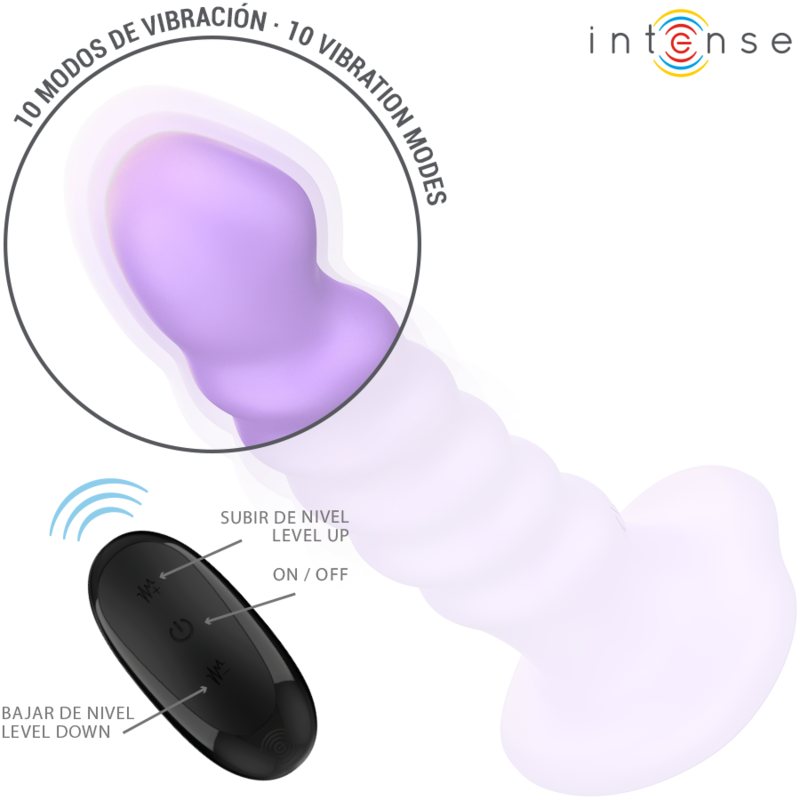 INTENSE - BRENDA VIBRATOR SIZE M SPIRAL DESIGN 10 VIBRATIONS PURPLE REMOTE CONTROL - Afbeelding 3