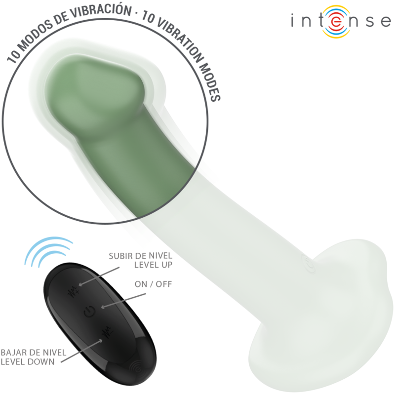 INTENSE - BECCA VIBRATOR WITH SUCTION CUP 10 VIBRATIONS GREEN REMOTE CONTROL - Afbeelding 4