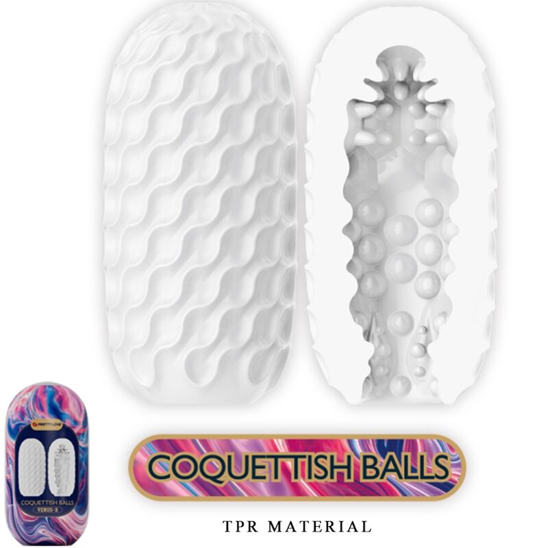 PRETTY LOVE - COQUETTISH BALLS SILICONE MALE MASTURBATOR WHITE - Afbeelding 2