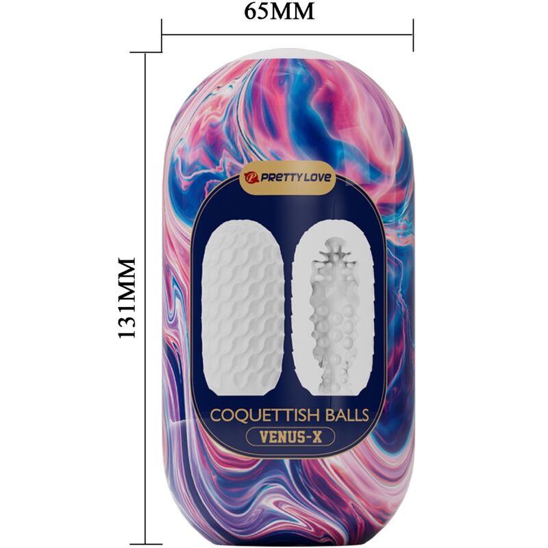 PRETTY LOVE - COQUETTISH BALLS SILICONE MALE MASTURBATOR WHITE - Afbeelding 3
