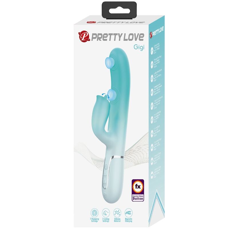 PRETTY LOVE - GIGI MULTIFUNCTION RABBIT VIBRATOR AQUA GREEN - Afbeelding 8