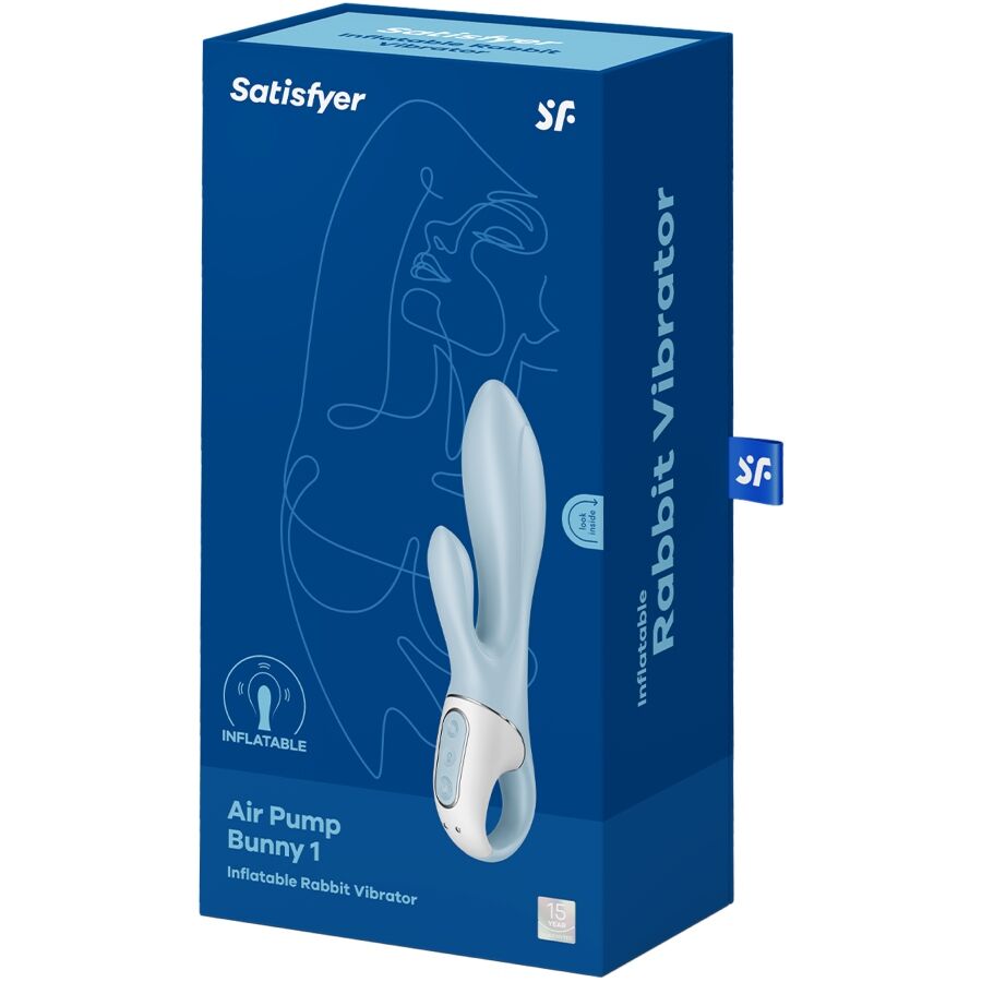 SATISFYER - AIR PUMP BUNNY 1 INFLATABLE RABBIT VIBRATOR BLUE - Afbeelding 6