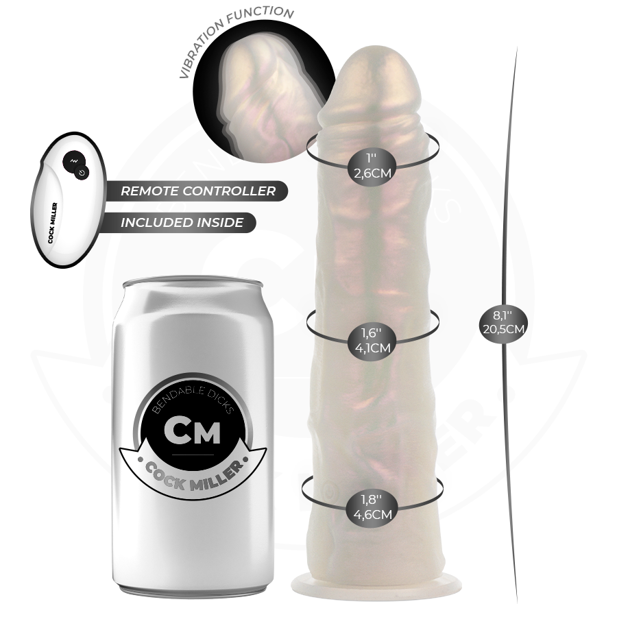 COCK MILLER - DILDO WITH SUCTION CUP, LIGHTS AND VIBRATION WITH REMOTE CONTROL WHITE 20.5 CM - Afbeelding 2