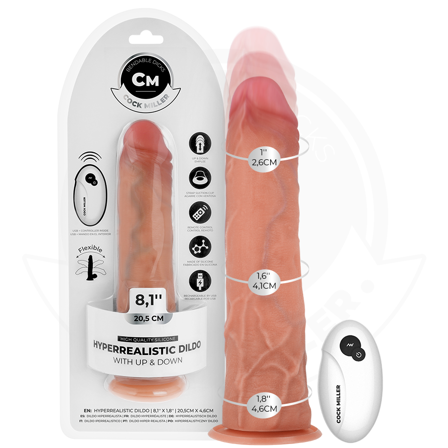 COCK MILLER - HYPER-REALISTIC DILDO WITH SUCTION CUP AND THRUSTING WITH REMOTE CONTROL 20.5 CM - Afbeelding 8