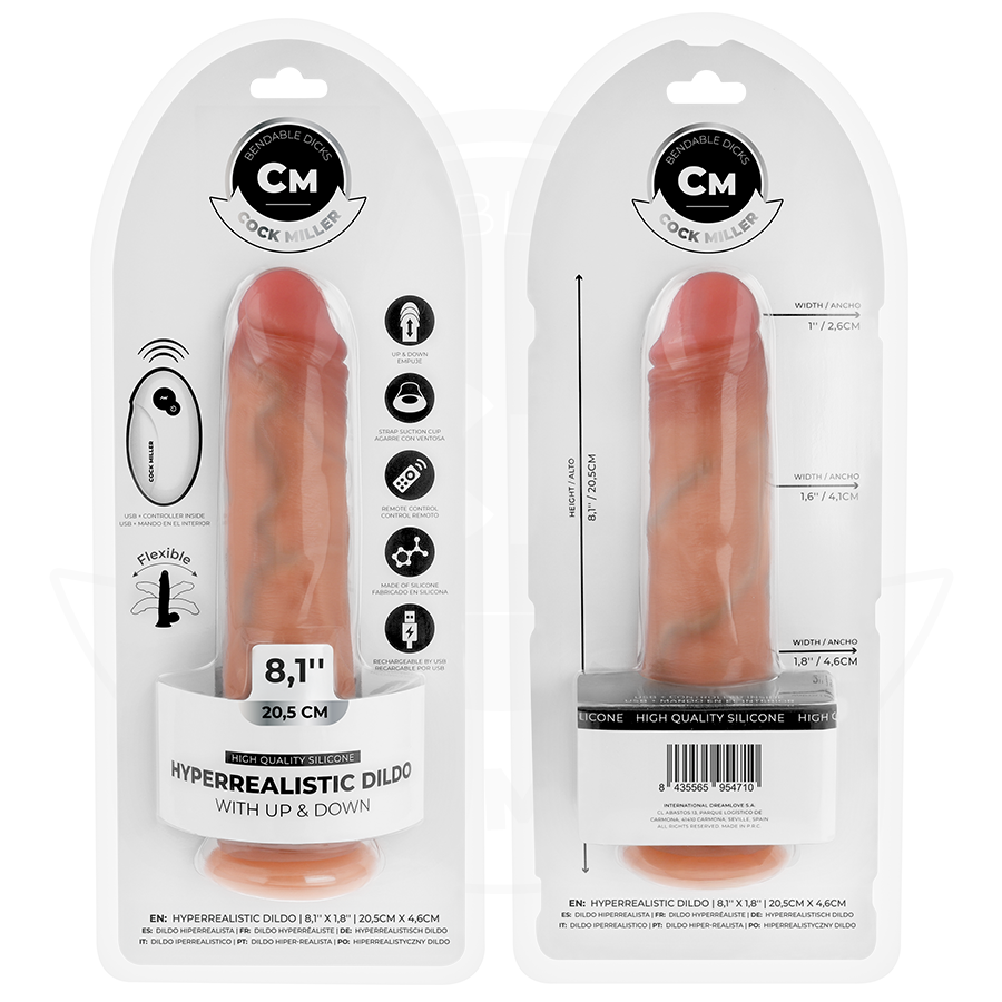 COCK MILLER - HYPER-REALISTIC DILDO WITH SUCTION CUP AND THRUSTING WITH REMOTE CONTROL 20.5 CM - Afbeelding 7