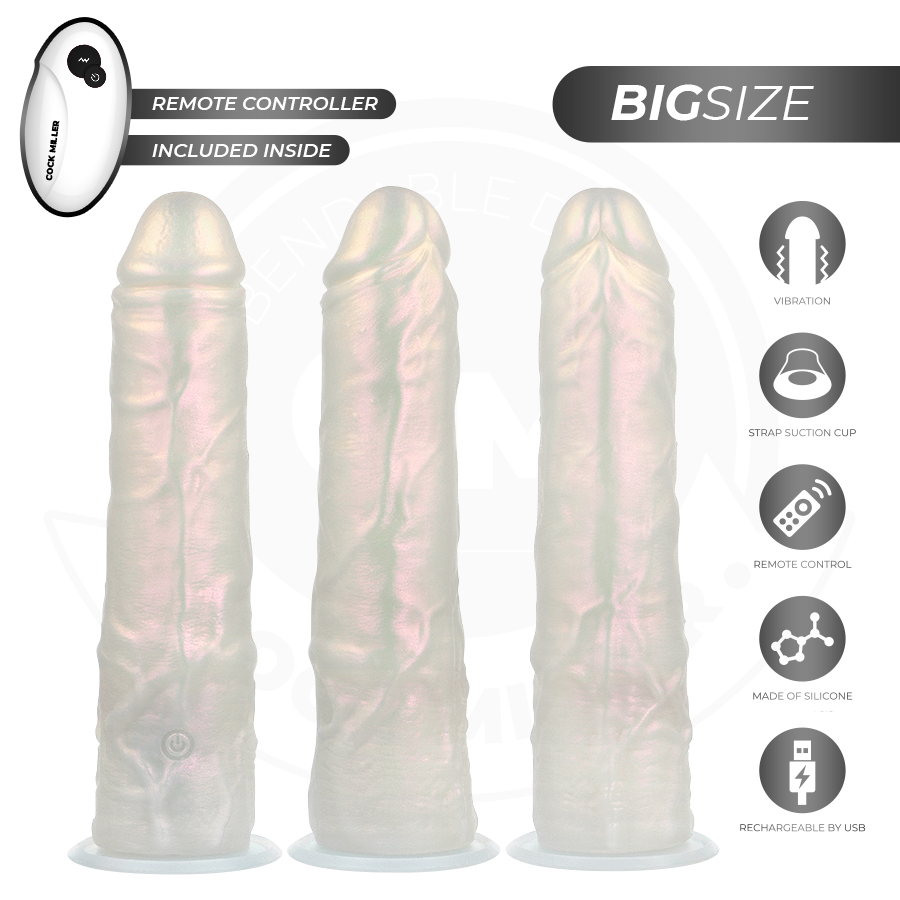 COCK MILLER - DILDO WITH SUCTION CUP, LIGHTS AND VIBRATION WITH REMOTE CONTROL WHITE 21.5 CM - Afbeelding 3