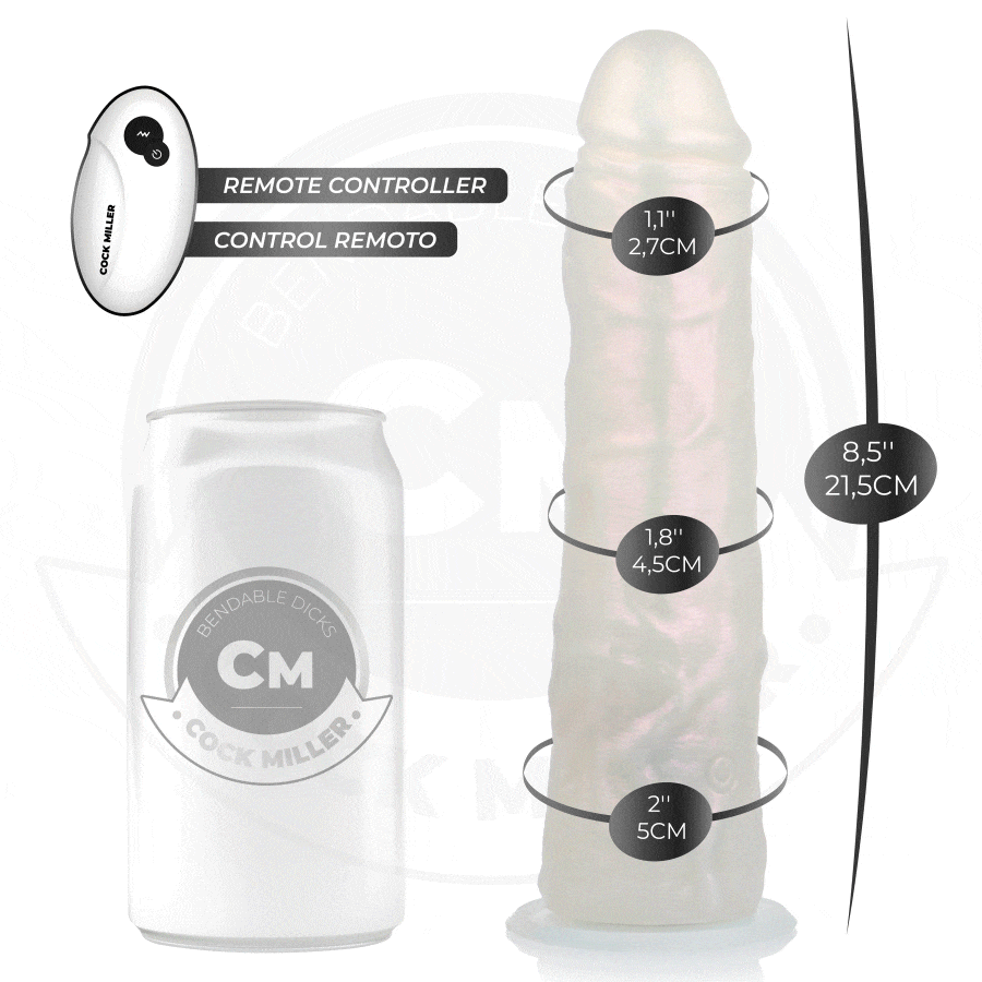 COCK MILLER - DILDO WITH SUCTION CUP, LIGHTS AND VIBRATION WITH REMOTE CONTROL WHITE 21.5 CM - Afbeelding 9