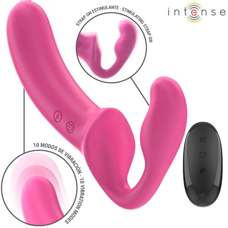 INTENSE - AMY DOUBLE VIBRATOR 20 CM PINK REMOTE CONTROL - Afbeelding 2
