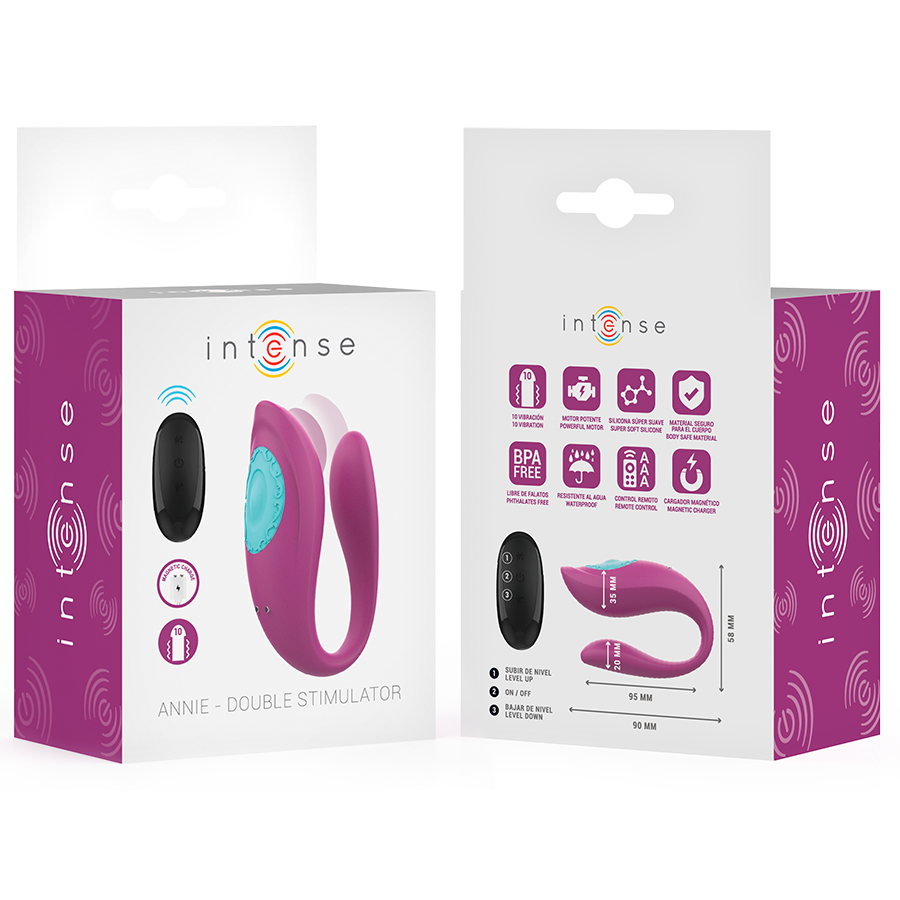 INTENSE - ANNIE U-SHAPED VIBRATOR AND STIMULATOR PURPLE REMOTE CONTROL - Afbeelding 8