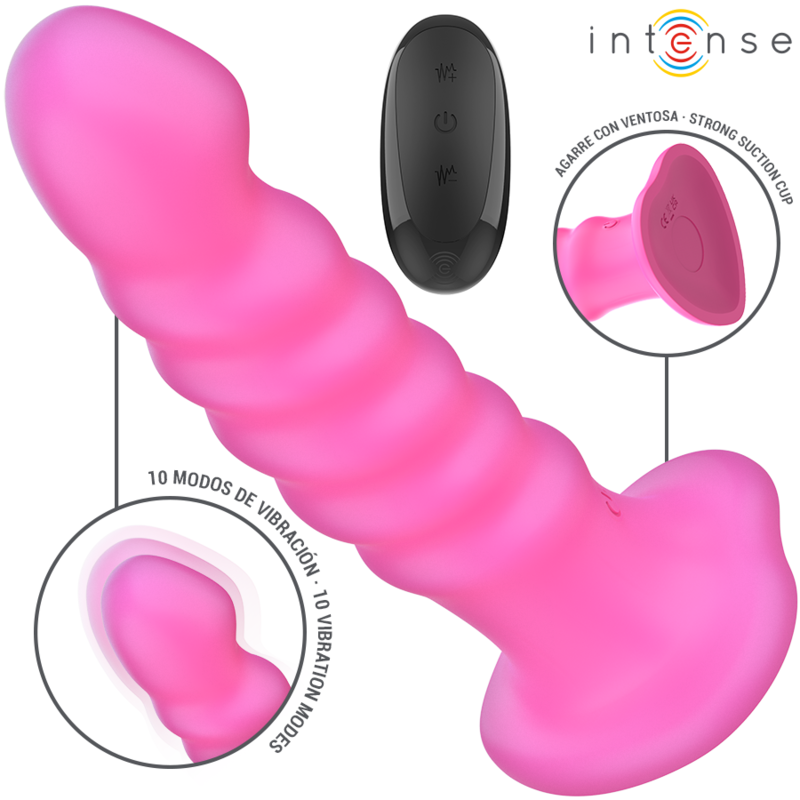 INTENSE - CINDY VIBRATOR SIZE L SPIRAL DESIGN 10 VIBRATIONS PINK REMOTE CONTROL - Afbeelding 2