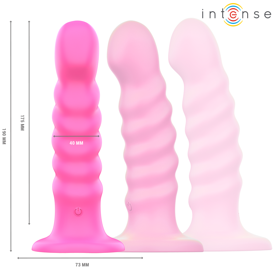 INTENSE - CINDY VIBRATOR SIZE L SPIRAL DESIGN 10 VIBRATIONS PINK REMOTE CONTROL - Afbeelding 3