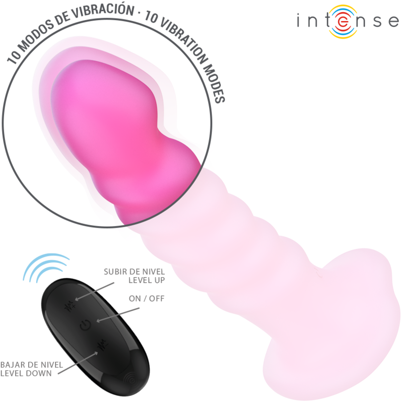 INTENSE - CINDY VIBRATOR SIZE L SPIRAL DESIGN 10 VIBRATIONS PINK REMOTE CONTROL - Afbeelding 4