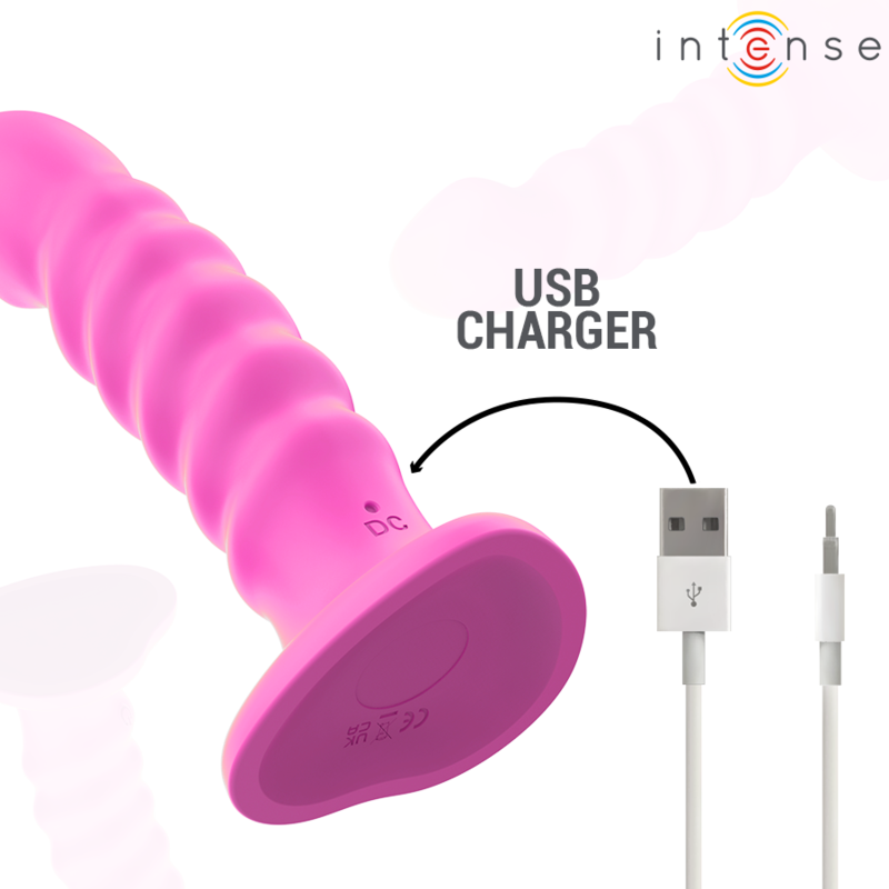 INTENSE - CINDY VIBRATOR SIZE L SPIRAL DESIGN 10 VIBRATIONS PINK REMOTE CONTROL - Afbeelding 6