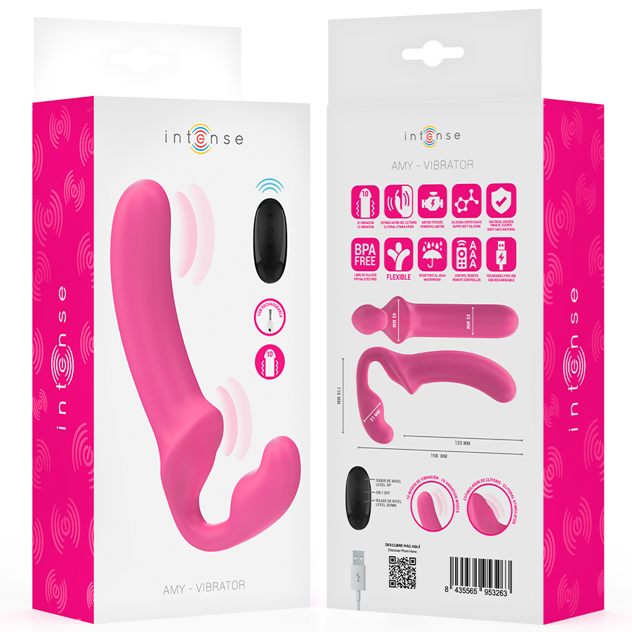 INTENSE - AMY DOUBLE VIBRATOR 20 CM PINK REMOTE CONTROL - Afbeelding 8
