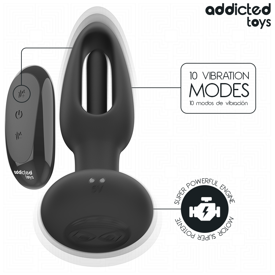 ADDICTED TOYS - ANAL PLUG WITH VIBRATING TONGUE AND REMOTE CONTROL - Afbeelding 5
