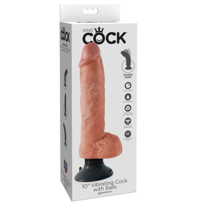 KING COCK - 25.5 CM VIBRATING COCK WITH BALLS FLESH - Afbeelding 3