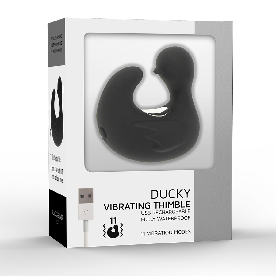 BLACK&SILVER - DUCKYMANIA RECHARGEABLE SILICONE STIMULATING DUCK THIMBLE - Afbeelding 5