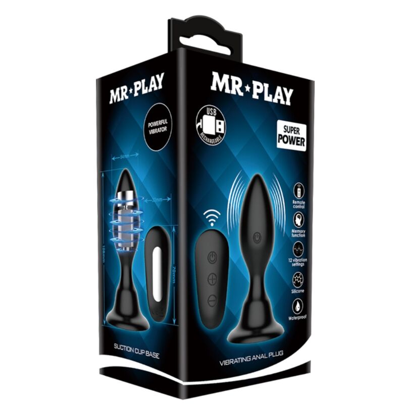 MR PLAY - ANAL PLUG WITH VIBRATION BLACK REMOTE CONTROL - Afbeelding 9