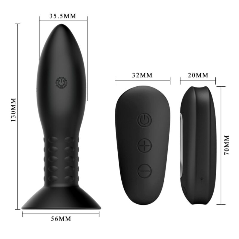 MR PLAY - PLUG WITH BLACK ROTATING BALLS REMOTE CONTROL - Afbeelding 5