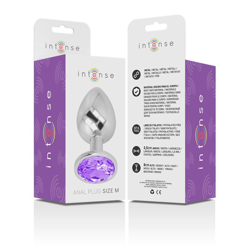 INTENSE - ALUMINUM METAL ANAL PLUG WITH VIOLET CRYSTAL SIZE M - Afbeelding 5