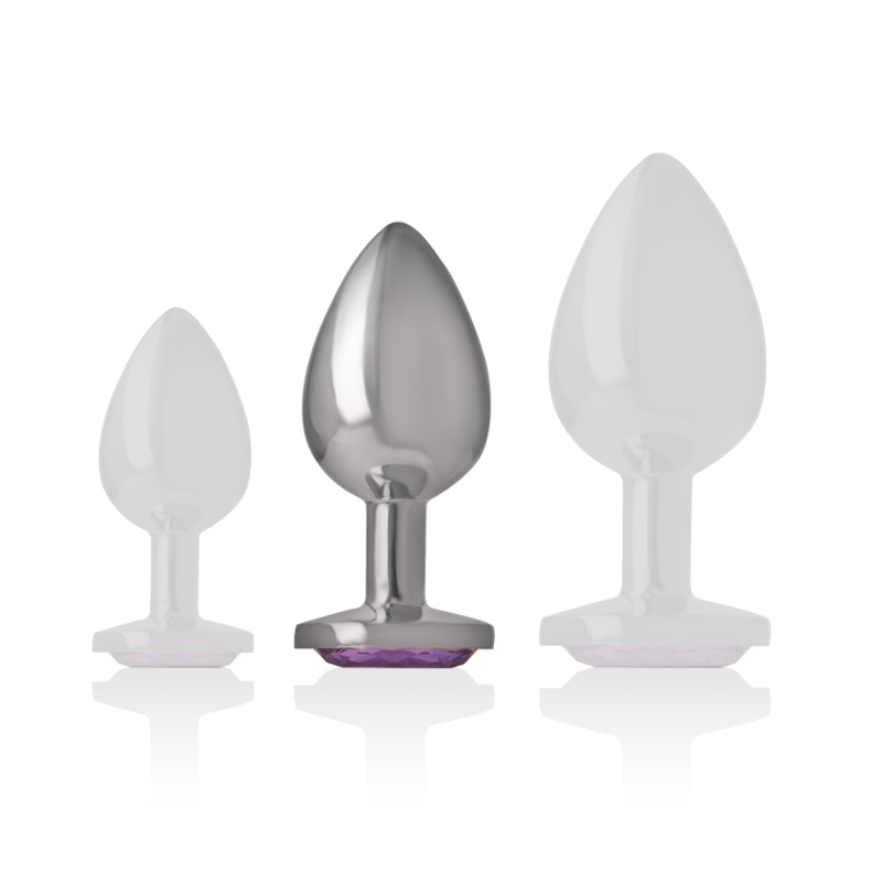 INTENSE - ALUMINUM METAL ANAL PLUG WITH VIOLET CRYSTAL SIZE M - Afbeelding 2