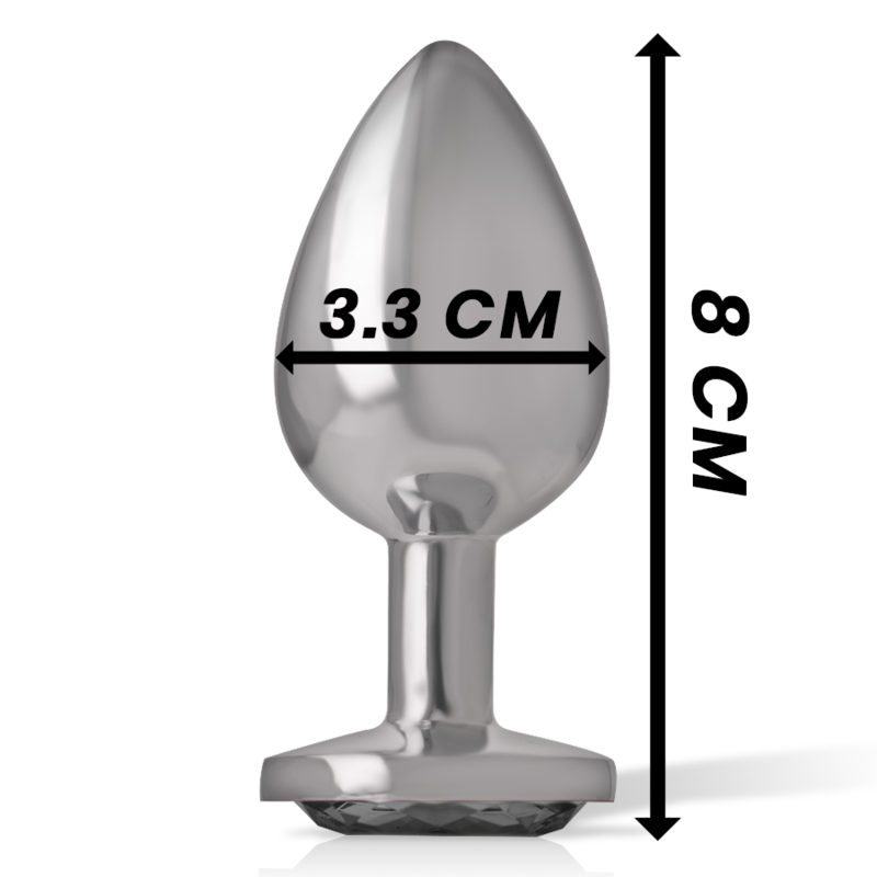 INTENSE - ALUMINUM METAL ANAL PLUG WITH BLACK GLASS SIZE M - Afbeelding 6