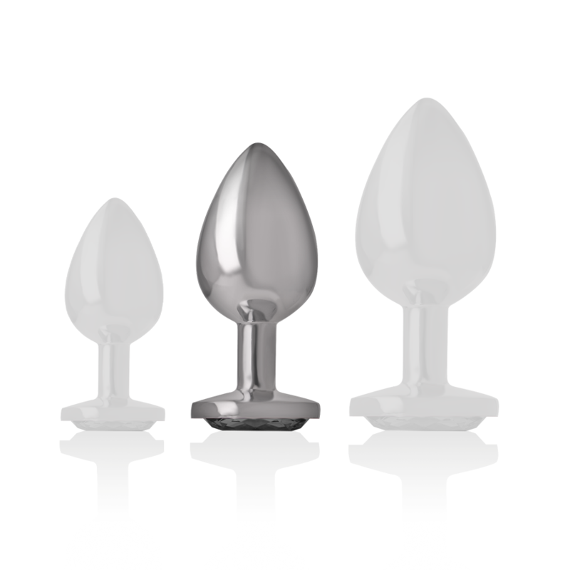 INTENSE - ALUMINUM METAL ANAL PLUG WITH BLACK GLASS SIZE M - Afbeelding 2