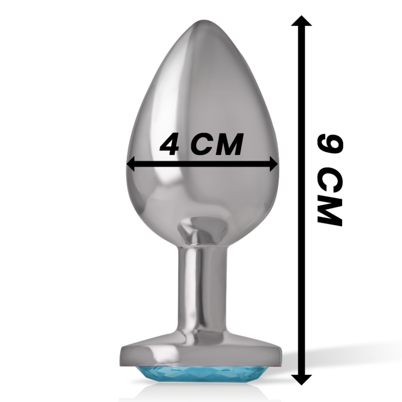 INTENSE - ALUMINUM METAL ANAL PLUG WITH BLUE CRYSTAL SIZE L - Afbeelding 4