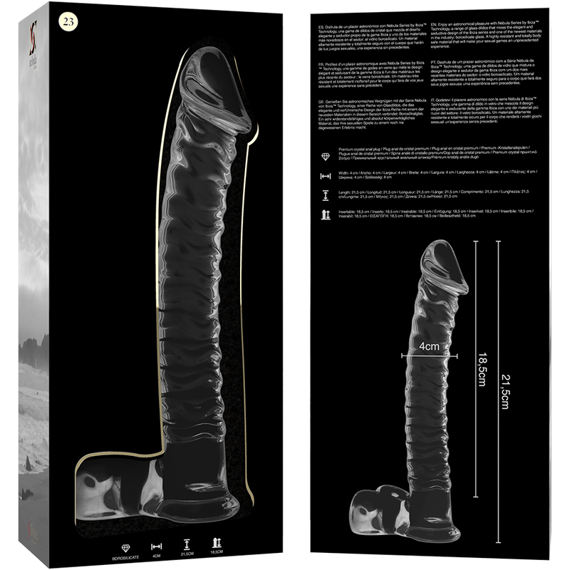 NEBULA SERIES BY IBIZA - MODEL 23 DILDO BOROSILICATE GLASS CLEAR 21.5 CM -O- 4 CM - Afbeelding 3