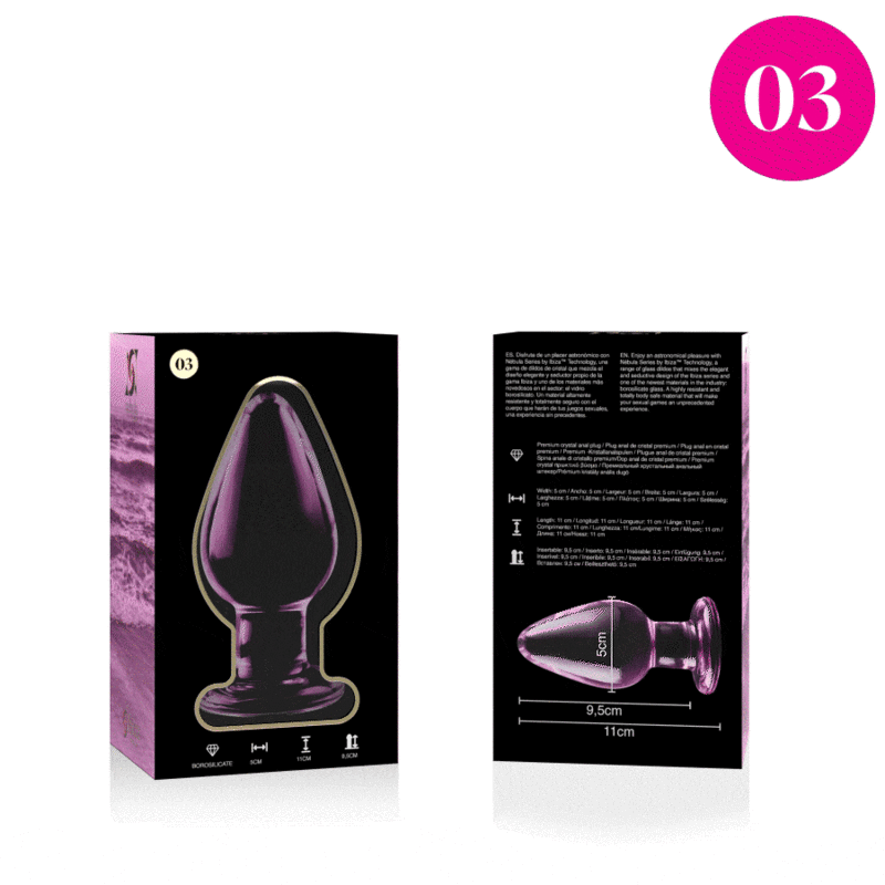 NEBULA SERIES BY IBIZA - MODEL 3 ANAL PLUG BOROSILICATE GLASS PINK 11 CM -O- 5 CM - Afbeelding 5