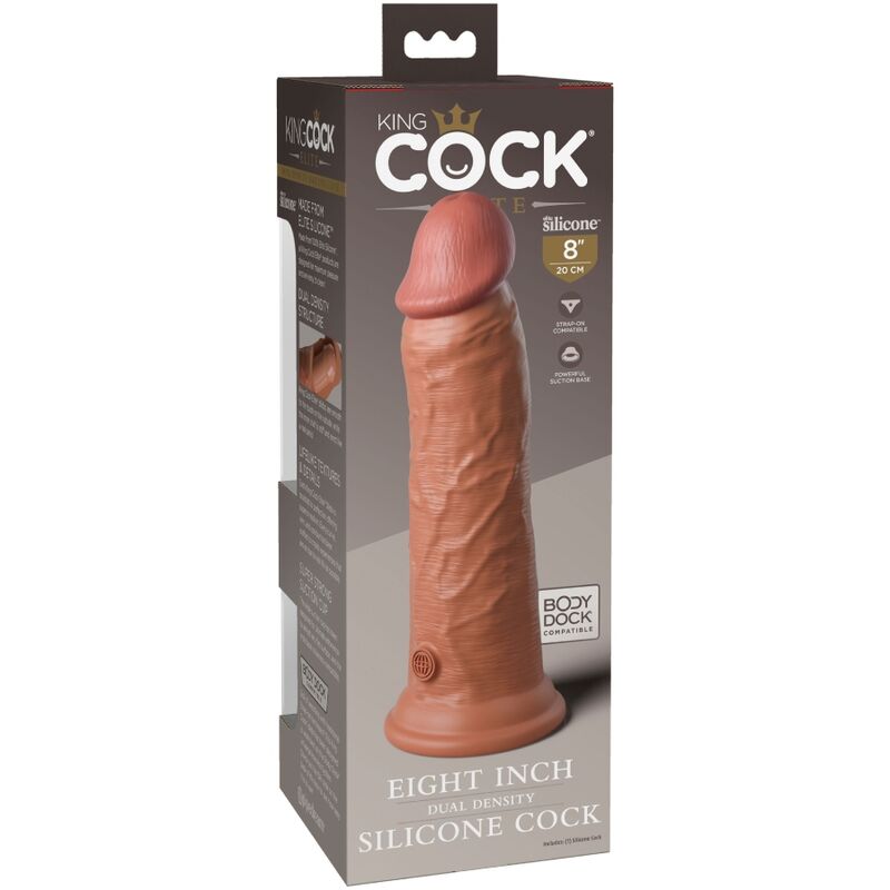 KING COCK - ELITE REALISTIC SILICONE DILDO 20.3 CM CARAMEL - Afbeelding 2