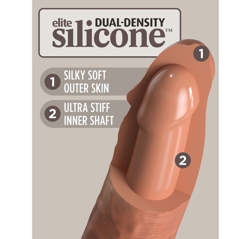 KING COCK - ELITE REALISTIC SILICONE DILDO 20.3 CM CARAMEL - Afbeelding 3
