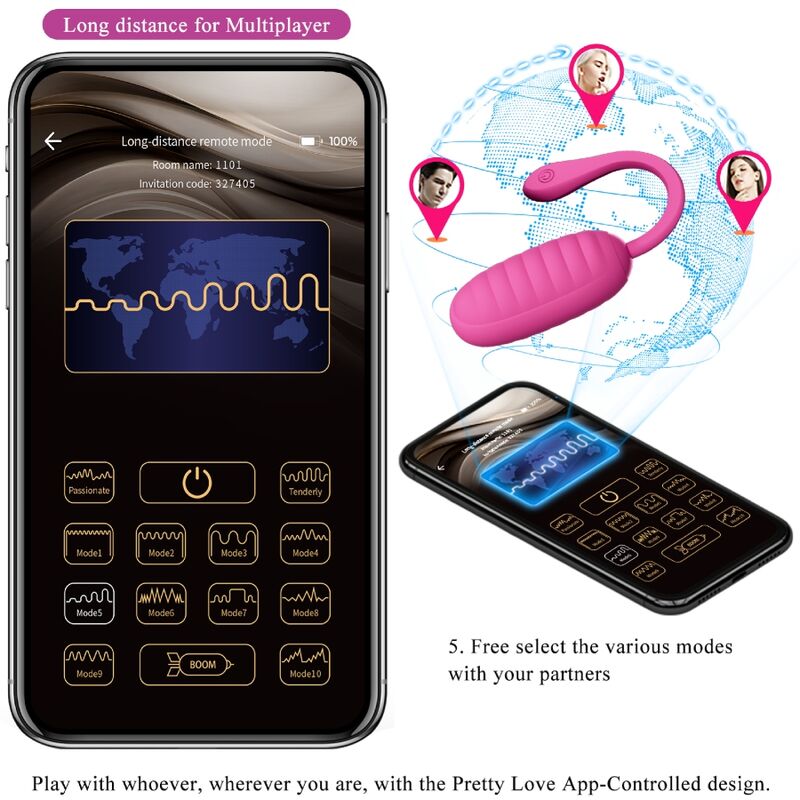 PRETTY LOVE - CATALINA PINK RECHARGEABLE VIBRATING EGG FREE APP - Afbeelding 9