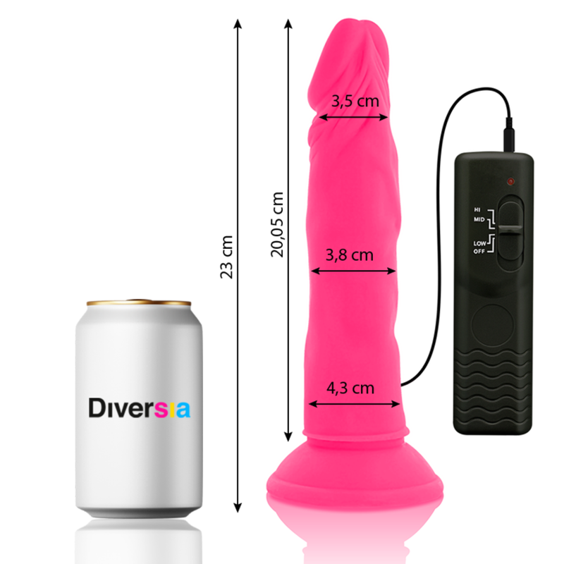 DIVERSIA - FLEXIBLE VIBRATING DILDO PINK 23 CM -O- 4.3 CM - Afbeelding 2