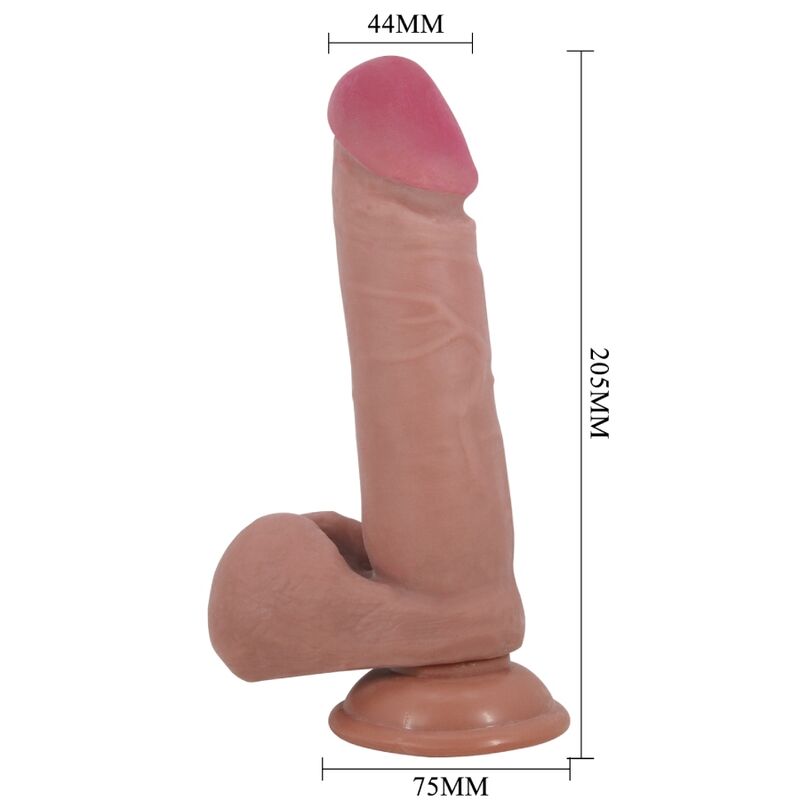 PRETTY LOVE - SLIDING SKIN SERIES REALISTIC DILDO WITH SLIDING SKIN SUCTION CUP BROWN 20.5 CM - Afbeelding 3
