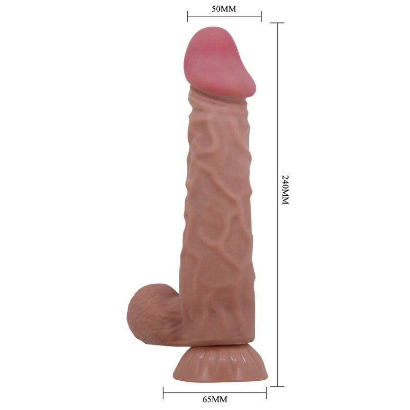 PRETTY LOVE - SLIDING SKIN SERIES REALISTIC DILDO WITH SLIDING SKIN SUCTION CUP BROWN 24 CM - Afbeelding 4