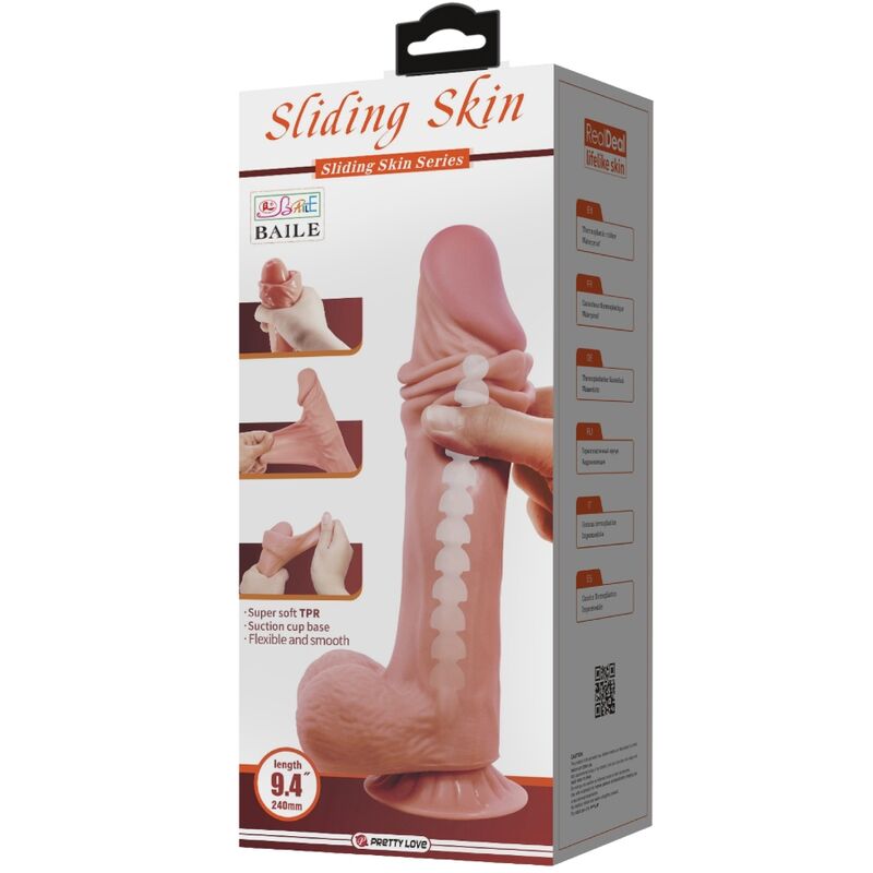 PRETTY LOVE - SLIDING SKIN SERIES REALISTIC DILDO WITH SLIDING SKIN SUCTION CUP BROWN 24 CM - Afbeelding 2