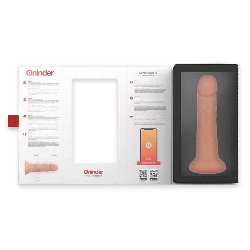 ONINDER - LARGE BOGOTÁ VIBRATOR DILDO 9 SPEEDS NATURAL 22 CM -O- 4.5 CM - FREE APP - Afbeelding 4