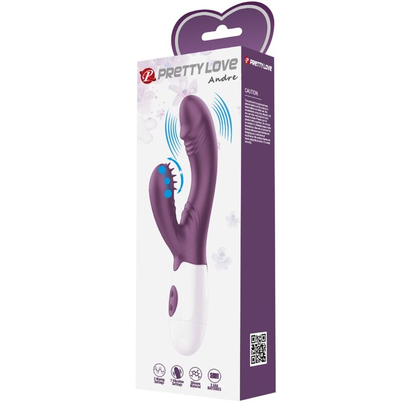 PRETTY LOVE - ANDRE RABBIT VIBRATOR & G-POINT STIMULATOR PURPLE - Afbeelding 9