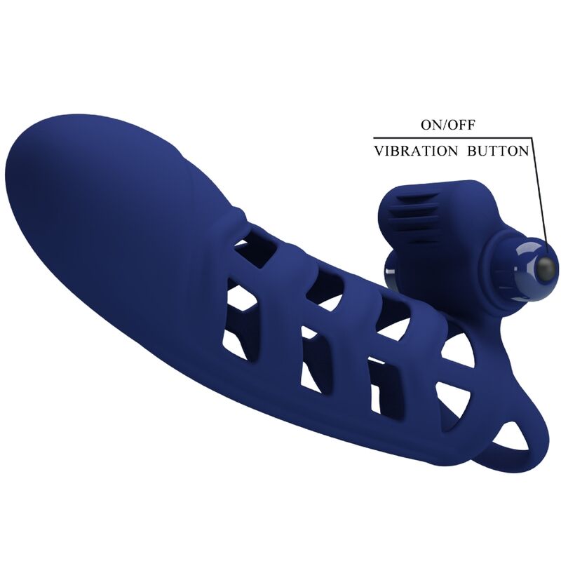 PRETTY LOVE - ALTAF VIBRATOR RING WITH SILICONE SHEATH BLUE - Afbeelding 6
